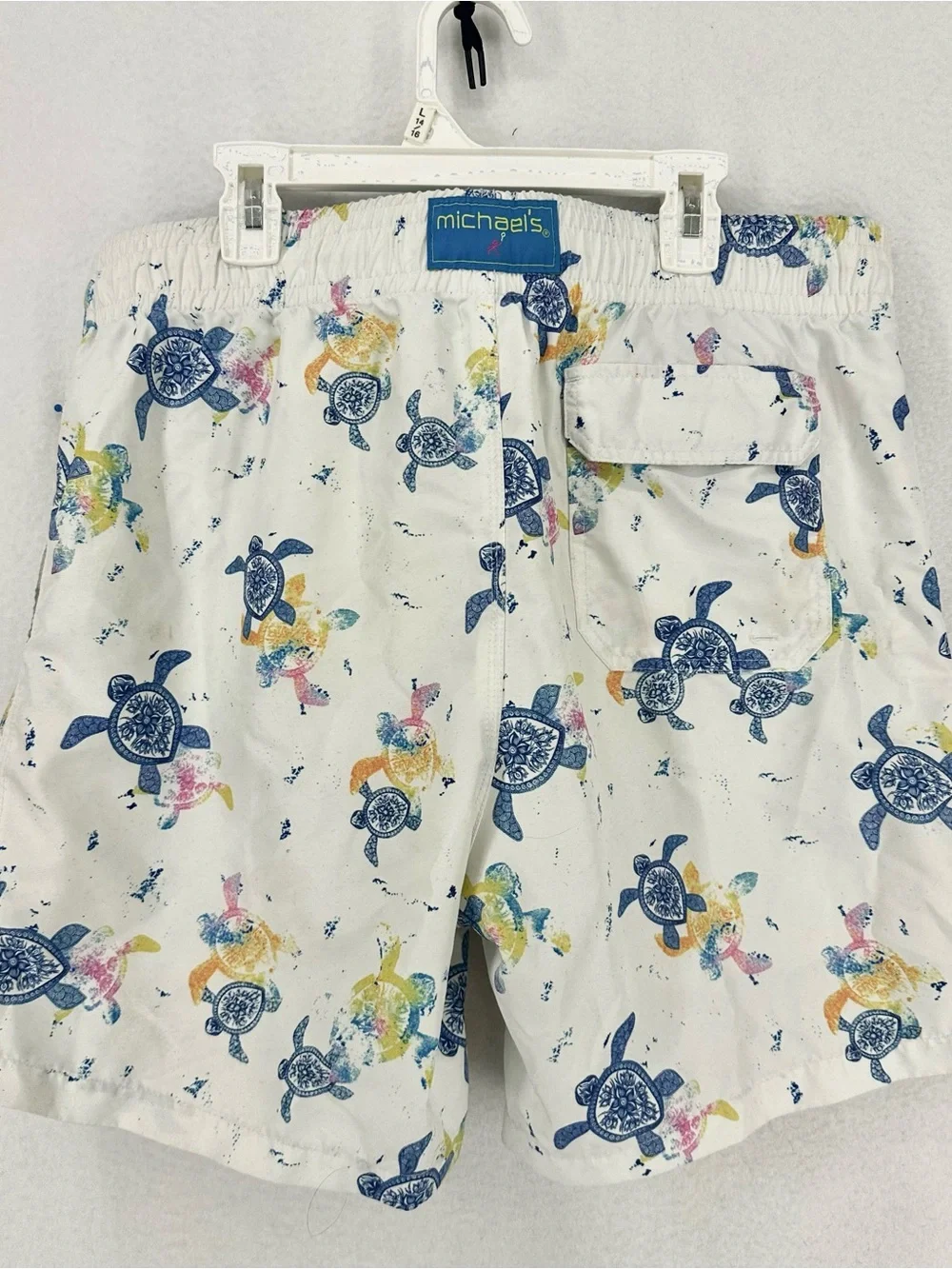 Michael’s Swimwear Cyclist Swim Trunks Turtle Men’s Medium White